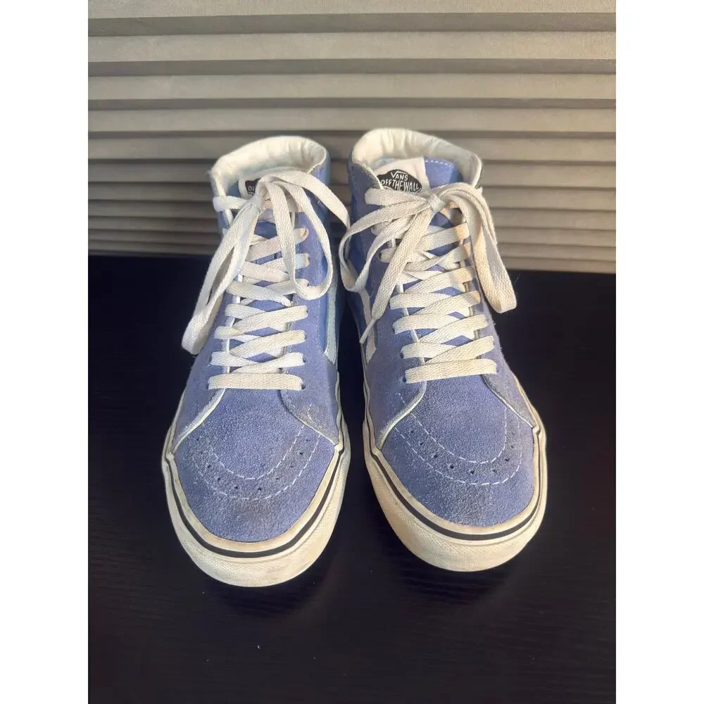Vans Sk8-Hi High Top Sneakers Women’s 7.5 Men’s 6 Blue Suede White Perrywinkle